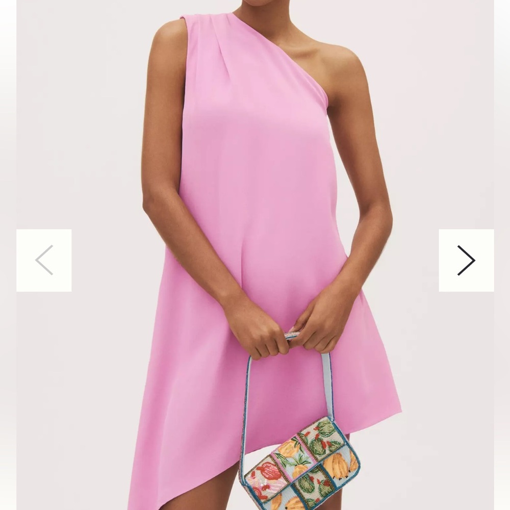 Anthro Endless Rose Vibrant Pink One-Shoulder Dress